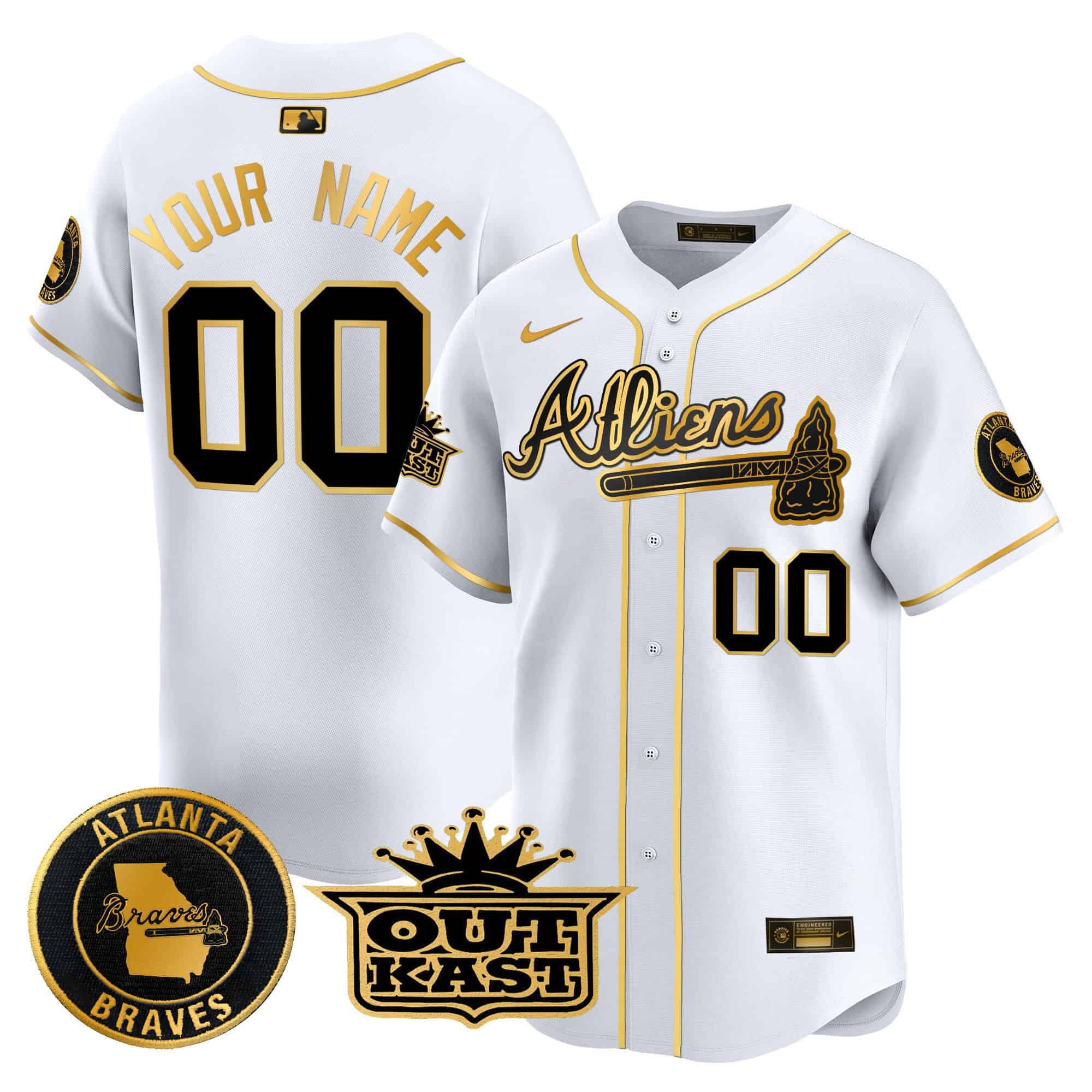 Men Atlanta Braves White 2024 Nike Atliens Vapor Premier Limited Custom MLB Jersey